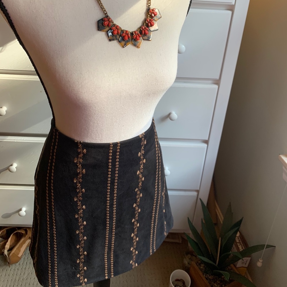 Black and brown suede skirt